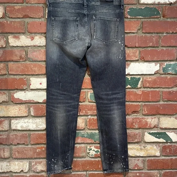 The Kooples distressed painted black slim fit jeans NWT - Picture 6 of 9